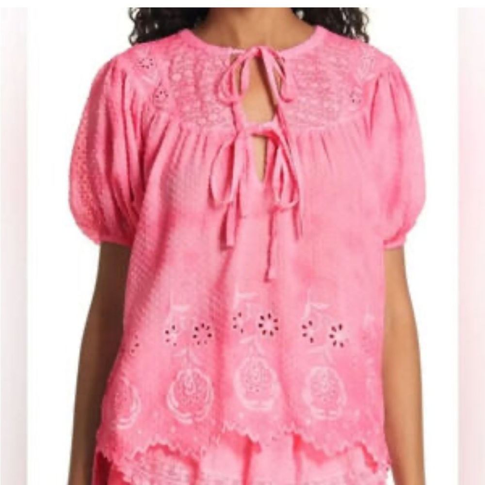 LoveShackFancy Pink Lace Blouse
